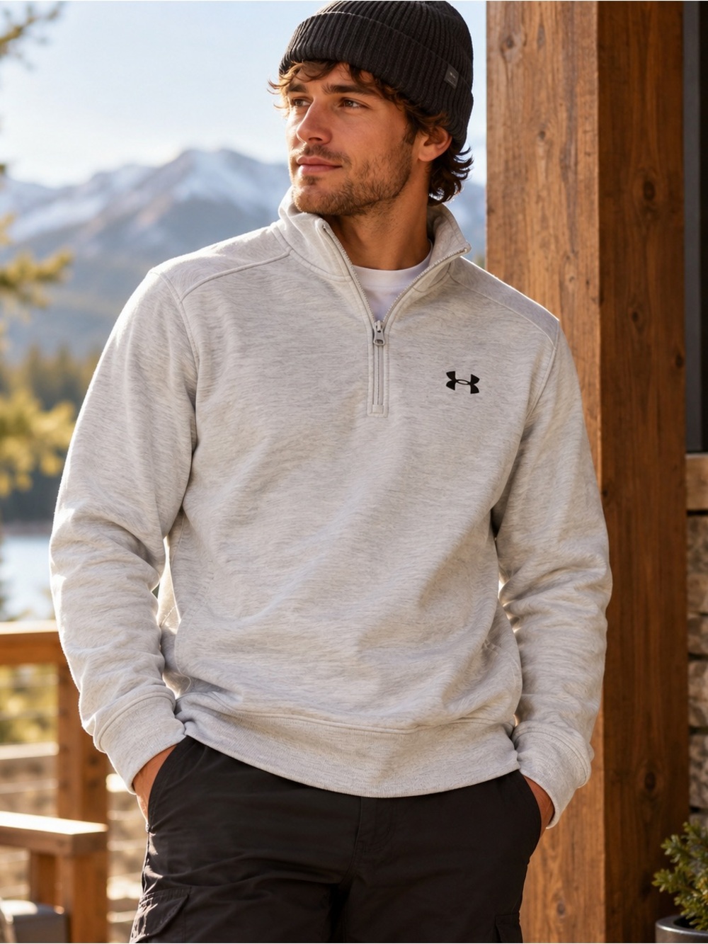 Under Armour Armour Fleece Twist 1/4 Zip Men’s M Gray Pullover NWT
